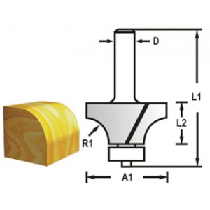 Zaoblovací fréza s ložiskem stopka 12 mm