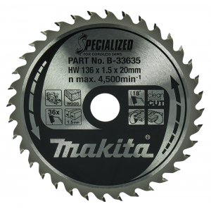 kotouč pilový dřevo SPECIALIZED 136x1.5x20mm 36Z pro aku pily = old B-22006