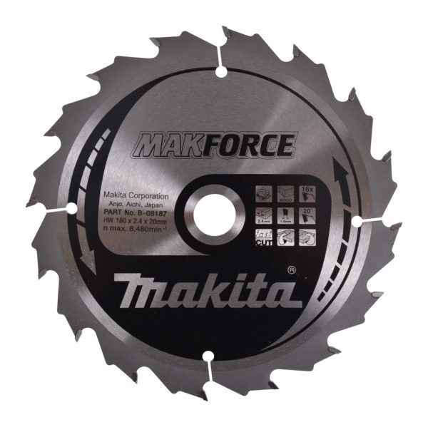 kotouč pilový dřevo MAKFORCE 180x2.4x20mm 16Z STOP