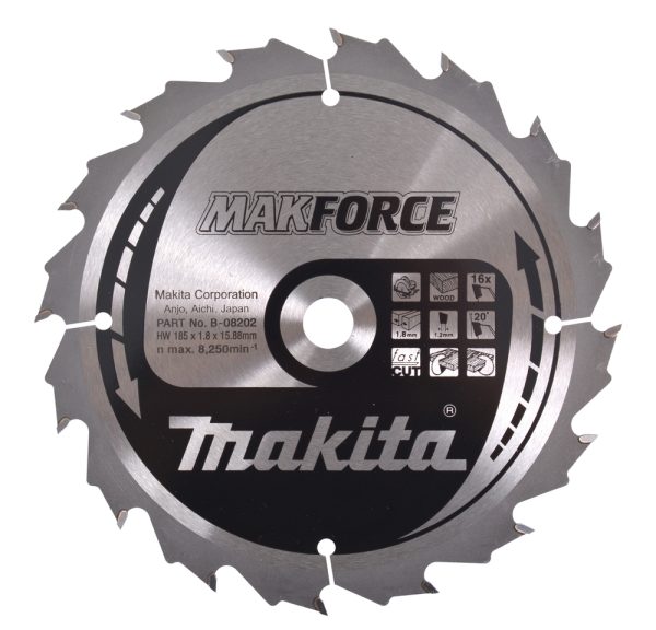 kotouč pilový dřevo MAKFORCE 185x1.8x15.88mm 16Z STOP