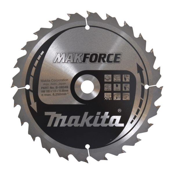 kotouč pilový dřevo MAKFORCE 185x1.8x15.88mm 24Z STOP