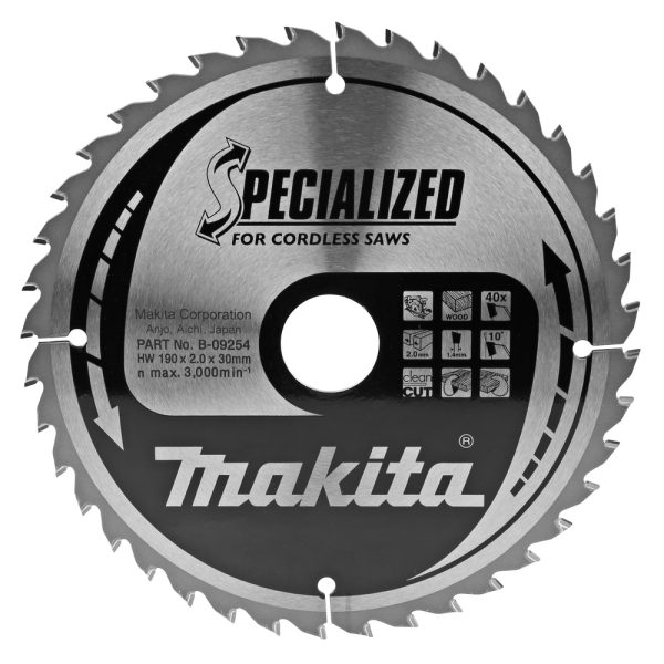 kotouč pilový dřevo SPECIALIZED 190x2x30mm 40Z pro aku pily = new B-32976