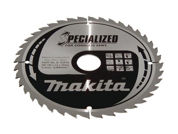 kotouč pilový dřevo SPECIALIZED 190x2x30mm 40Z pro aku pily = old B-09254