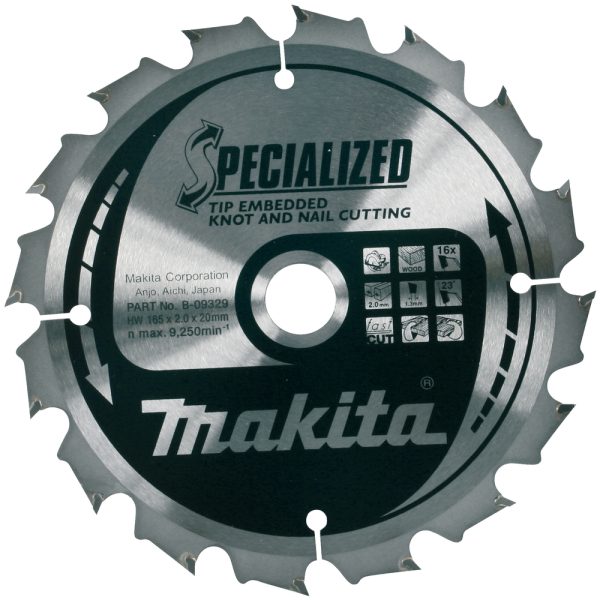 kotouč pilový dřevo SPECIALIZED se zapuštěnými zuby 165x2x20mm 16Z = new B-33037