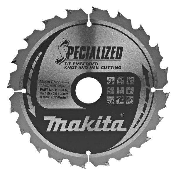 kotouč pilový dřevo SPECIALIZED se zapuštěnými zuby 185x2x30mm 20Z =mnew B-33102