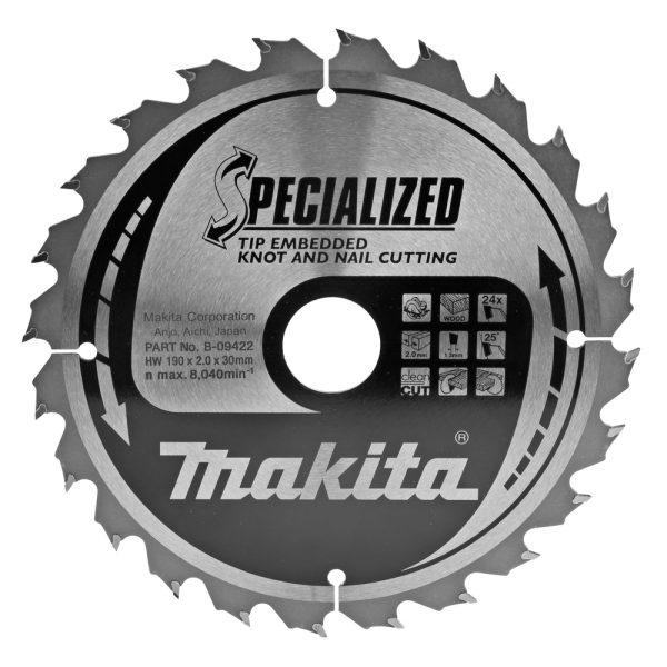 kotouč pilový dřevo SPECIALIZED se zapuštěnými zuby 190x2x30mm 24Z = new B-33118