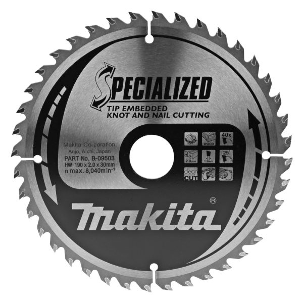 kotouč pilový dřevo SPECIALIZED se zapuštěnými zuby 190x2x30mm 40Z = new B-33180